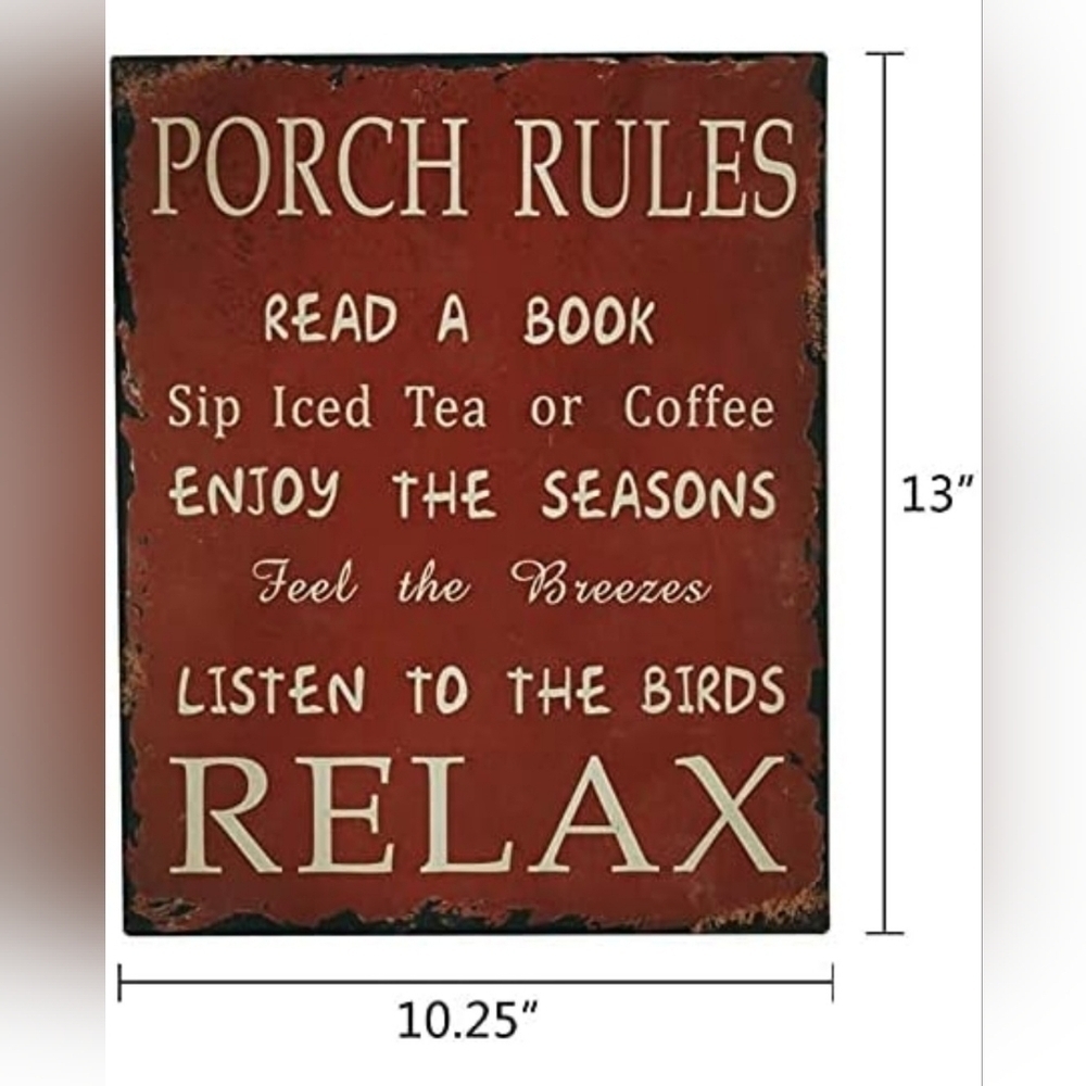 🍄 NWT RED METAL PORCH RULES - Picture 6 of 11